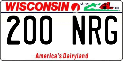 WI license plate 200NRG