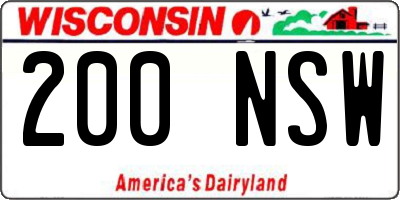 WI license plate 200NSW