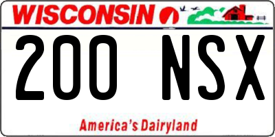 WI license plate 200NSX