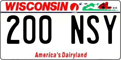 WI license plate 200NSY