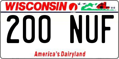 WI license plate 200NUF