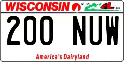WI license plate 200NUW