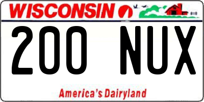 WI license plate 200NUX