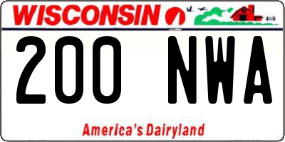 WI license plate 200NWA
