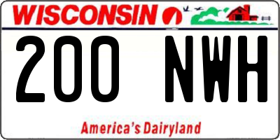 WI license plate 200NWH