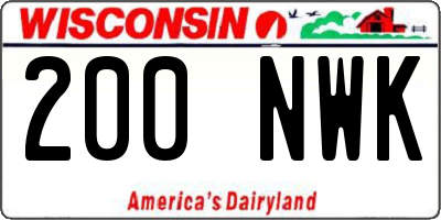 WI license plate 200NWK