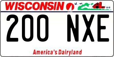 WI license plate 200NXE