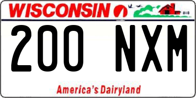 WI license plate 200NXM