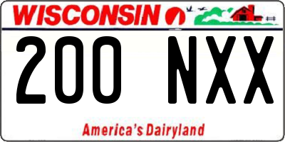WI license plate 200NXX