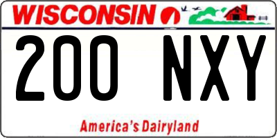 WI license plate 200NXY