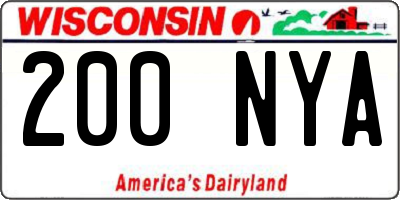WI license plate 200NYA