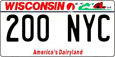 WI license plate 200NYC