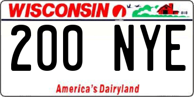 WI license plate 200NYE