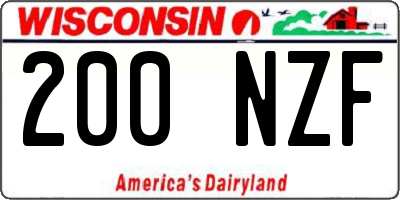 WI license plate 200NZF