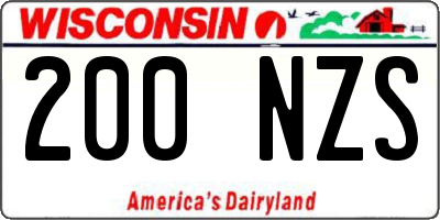 WI license plate 200NZS