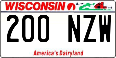 WI license plate 200NZW