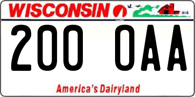 WI license plate 200OAA