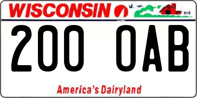 WI license plate 200OAB
