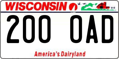 WI license plate 200OAD