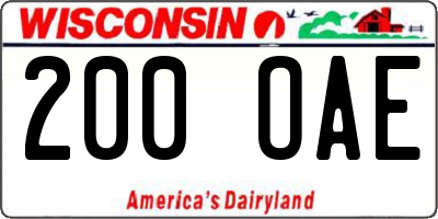 WI license plate 200OAE