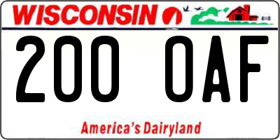 WI license plate 200OAF