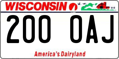 WI license plate 200OAJ
