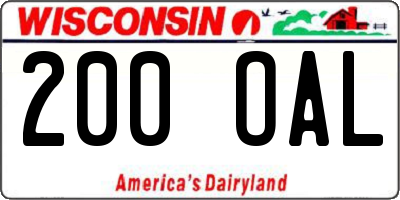 WI license plate 200OAL