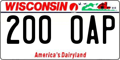 WI license plate 200OAP
