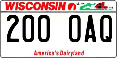WI license plate 200OAQ