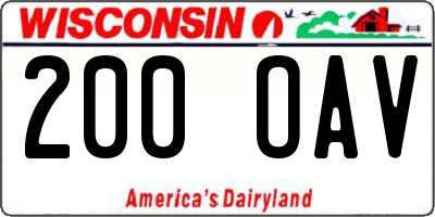 WI license plate 200OAV