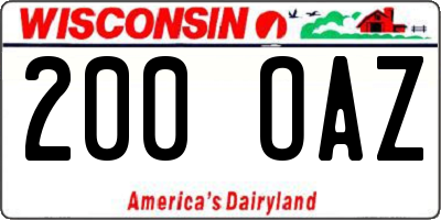 WI license plate 200OAZ