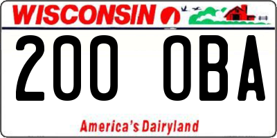WI license plate 200OBA