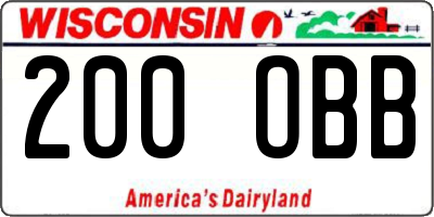 WI license plate 200OBB