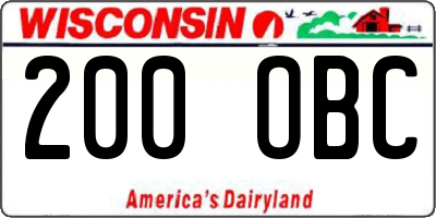 WI license plate 200OBC