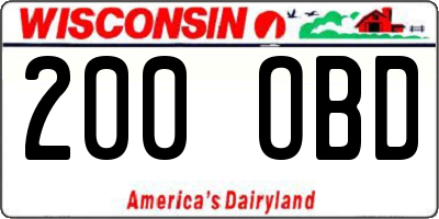 WI license plate 200OBD