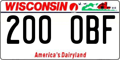 WI license plate 200OBF