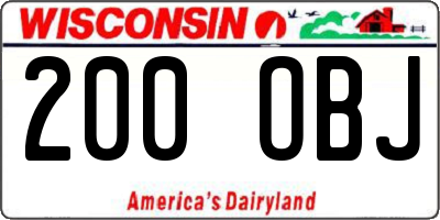 WI license plate 200OBJ