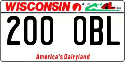 WI license plate 200OBL