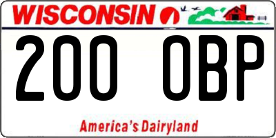WI license plate 200OBP