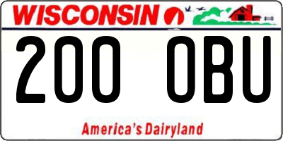 WI license plate 200OBU