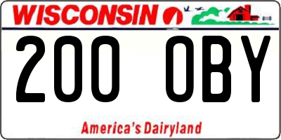 WI license plate 200OBY