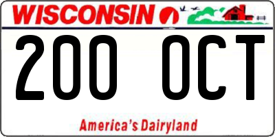 WI license plate 200OCT