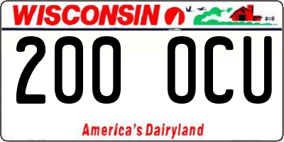WI license plate 200OCU