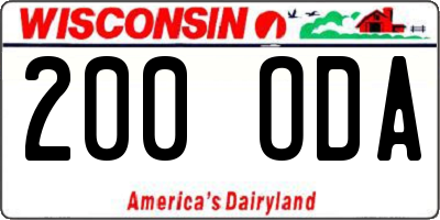 WI license plate 200ODA