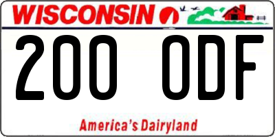WI license plate 200ODF