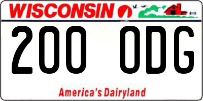 WI license plate 200ODG