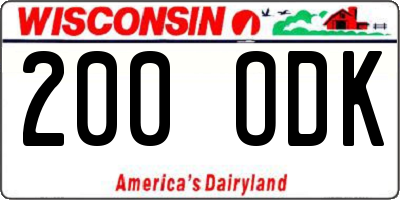 WI license plate 200ODK