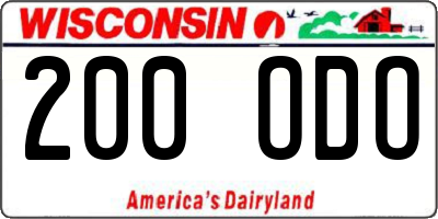 WI license plate 200ODO