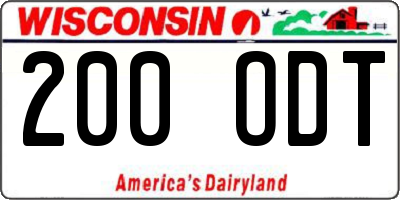 WI license plate 200ODT