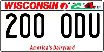 WI license plate 200ODU